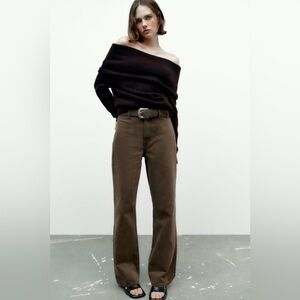 Zara Brown Wide-Leg Jeans
